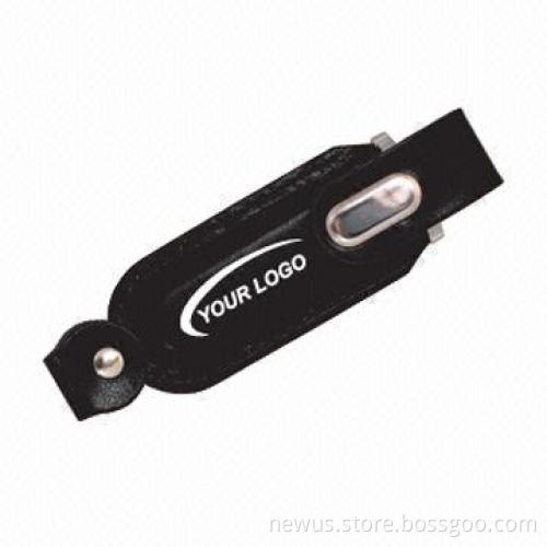 Leather USB Flash Drive with 2 to 64GB Capacity, Customized Logos and Designs Accepted